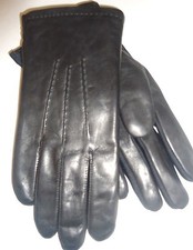Men's Isotoner Spandex Style Genuine Leather Gloves, Black, M/L