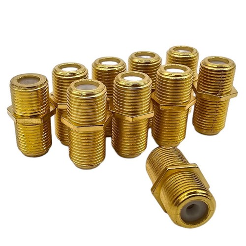 10 Pack 24k Gold Plated F Type Couplers Female to Female Connectors - 第 1/1 張圖片