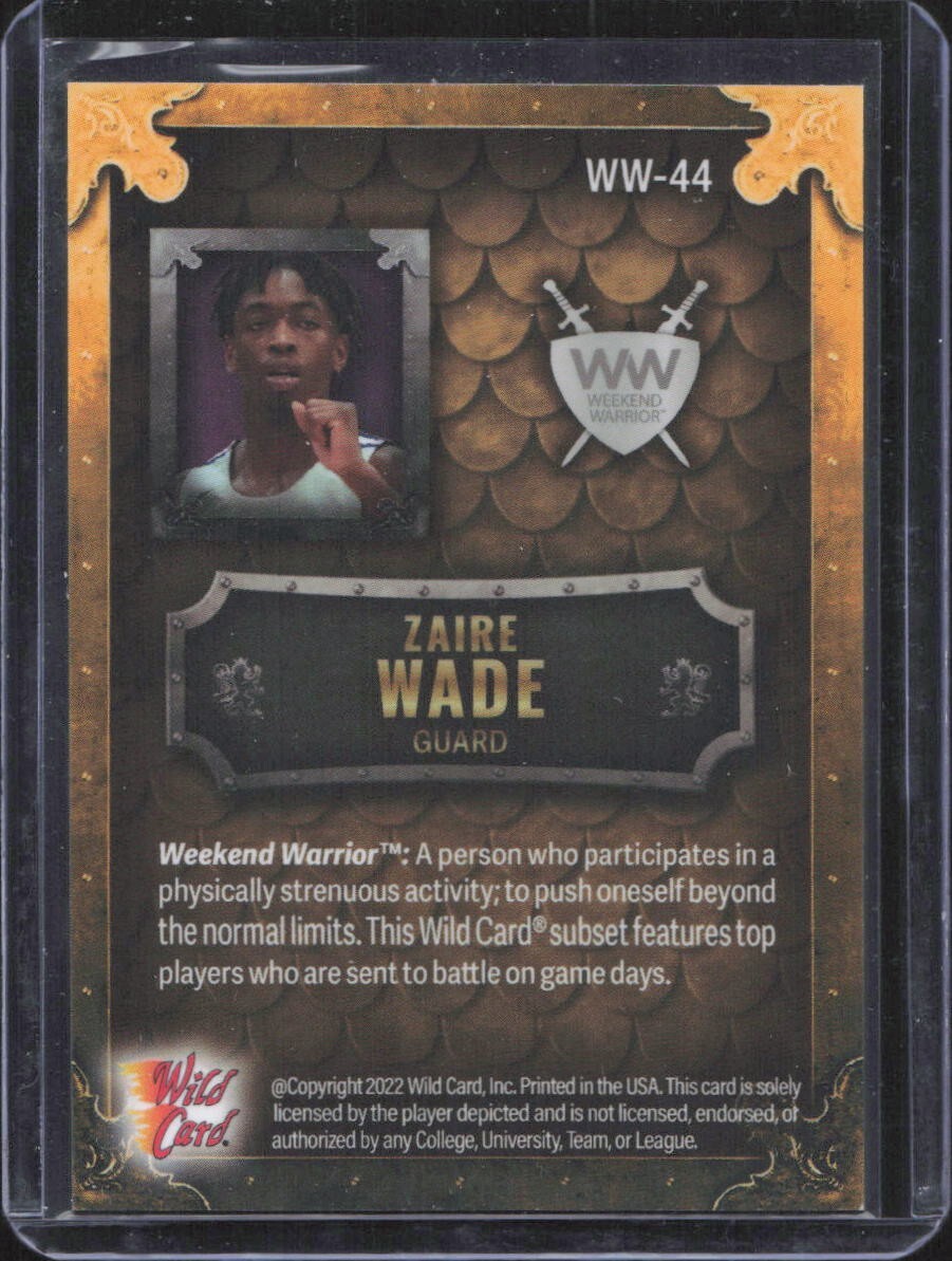 2022 Wild Card Matte Weekend Warrior Gold Purple /15 #WW-44 Zaire
