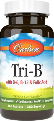 Carlson - Tri-B, Vitamin B Complex, 25 mg Vitamin B-6, 400 mcg Vitamin B-12, Fol