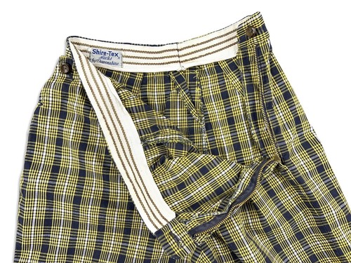 VINTAGE SHIRE-TEX SIDE ZIP HIGH WAISTED SHORTS 40S 50S YELLOW PLAID 22" - Picture 9 of 11