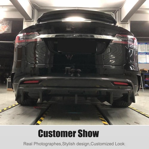 For Tesla Model X 2016-2018 Matte Carbon Fiber Rear Bumper Diffuser Lip Spoiler - Picture 4 of 8