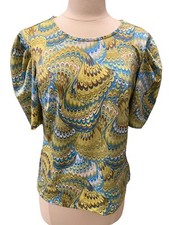 Women’s Eclair Peacock Inspired Blouse Size Medium Excellent Condition