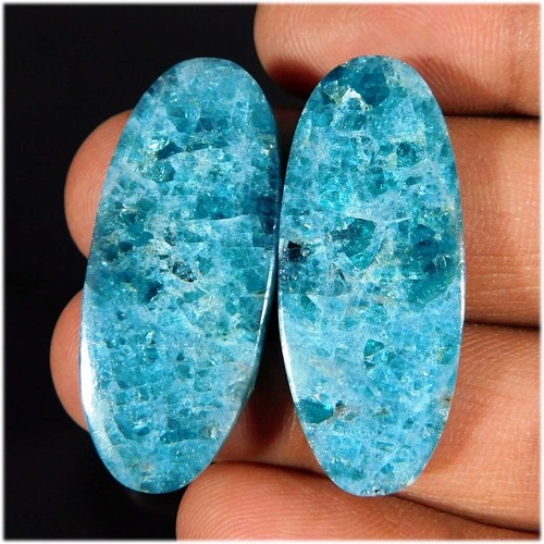 Cabochon Ovale En Apatite Bleue Chatoyante - 25,57 Carats, Pierre Naturelle De Madagascar