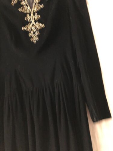 Miss O by Oscar de la Renta Vintage Damen Kleid Gr. 10 Schwarz Samt Langarm - Bild 3 von 24