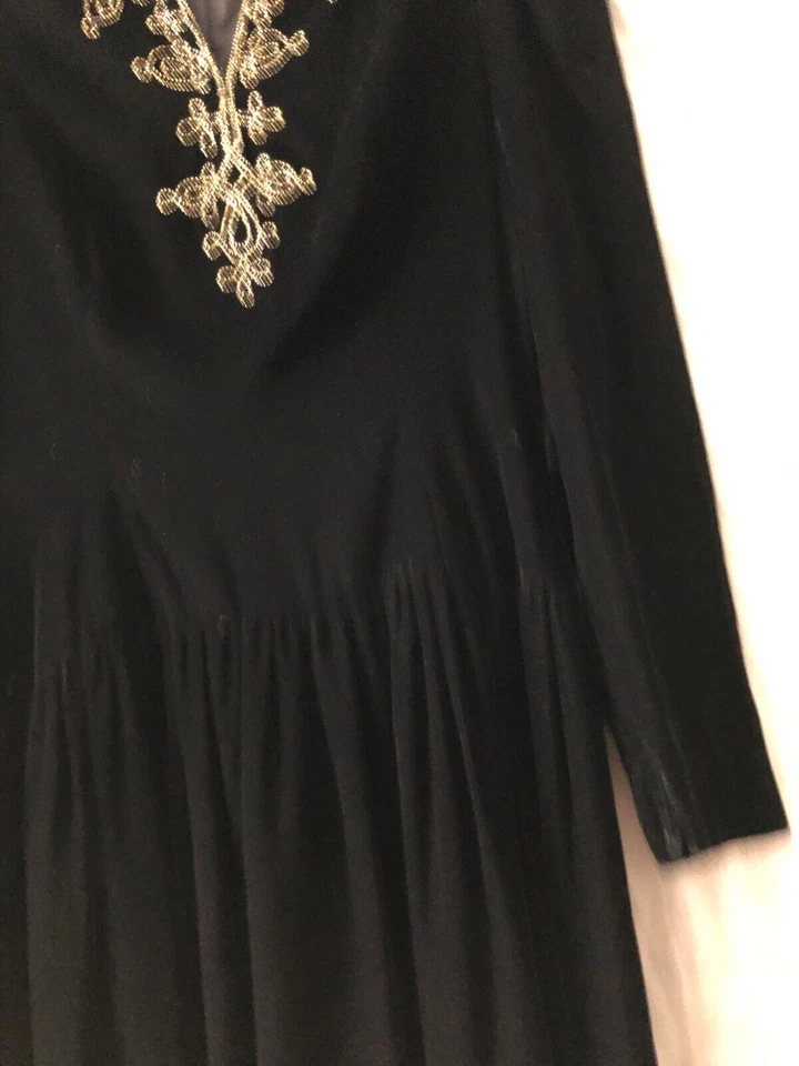 Vestido Feminino Miss O by Oscar de la Renta Vintage Tamanho 10 Preto Veludo Manga Longa - Imagem 3 de 4