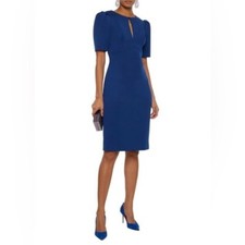 $375 NWT Badgley Mischka Stretch-Ponte Keyhole Royal Blue Cocktail Dress 8