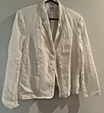 Talbots 100 Irish Linen White Lined Career Jacket /Blazer Size 10