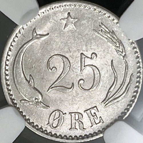 DENMARK. 1874, 25 Ore, Silver - NGC MS62 - Christian IX, KEY Date - Picture 7 of 9