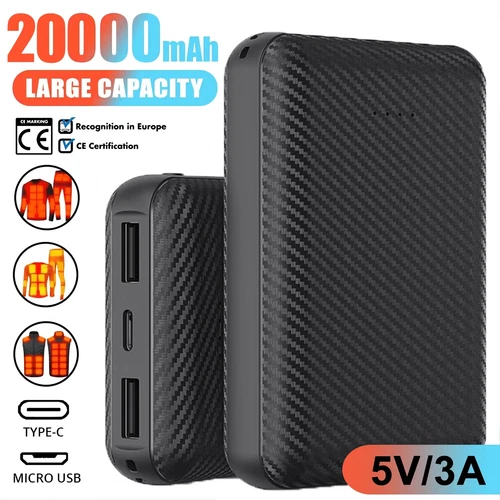 10000/20000mAh USB Power Bank Battery Pack Heated Jacket Vest Portable Charger - Foto 4 di 11