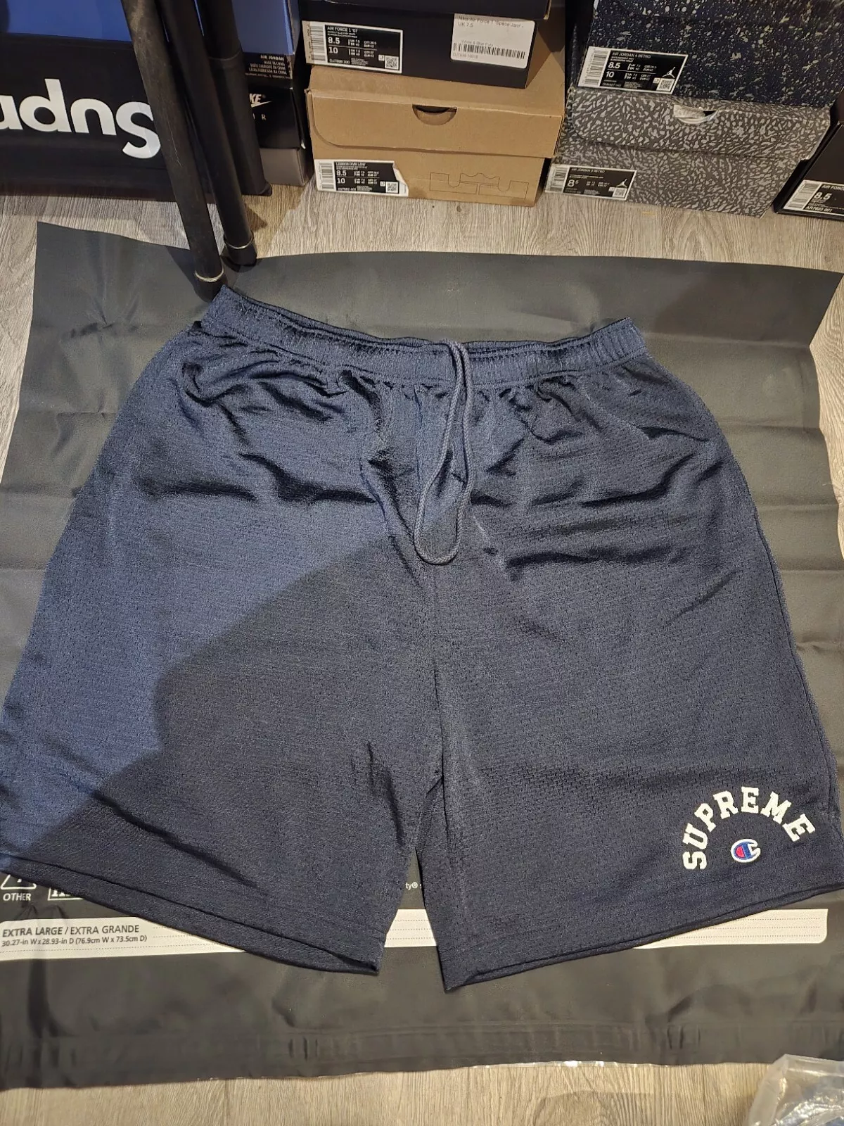 Short maille Supreme x Champion SS24 homme taille L bleu marine neuf avec étiquette