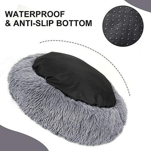 Fluffy Soft Comfy Calming Donut Dog Cat Beds Warm Bed Pet Round Plush