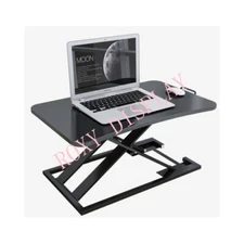 Ergonomic Black Adjustable Height Sit Stand Converter Monitor Riser #ASD-21028BK