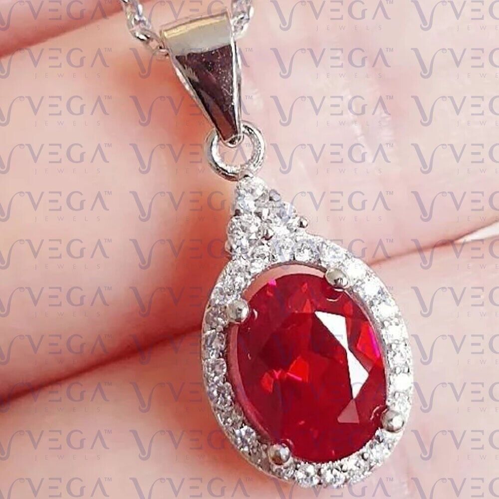 5.48Ct Oval Cut Natural Red Ruby & Diamond Pendant Real 5.48Ct Oval Cut Natural Red Ruby & Diamond Pendant Real