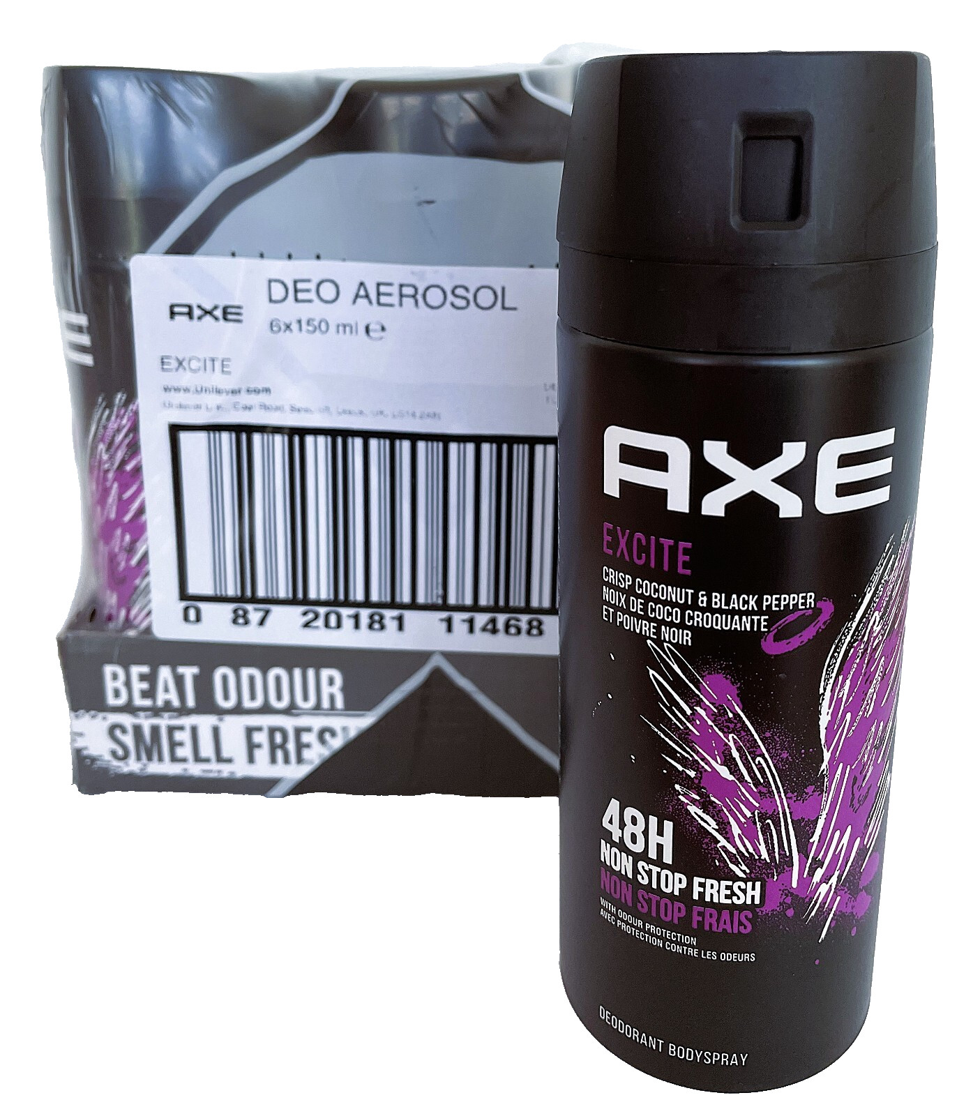 6x Axe Bodyspray Excite Deodorant für Herren, 150 ml