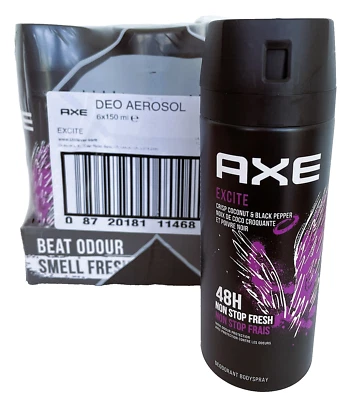 6x Axe Bodyspray Excite Deodorant für Herren, 150 ml