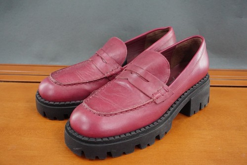 Free People Lyra Damen 40 / 9 rot Leder Stollensohle Slipper Freizeit Halbschuhe Schuhe