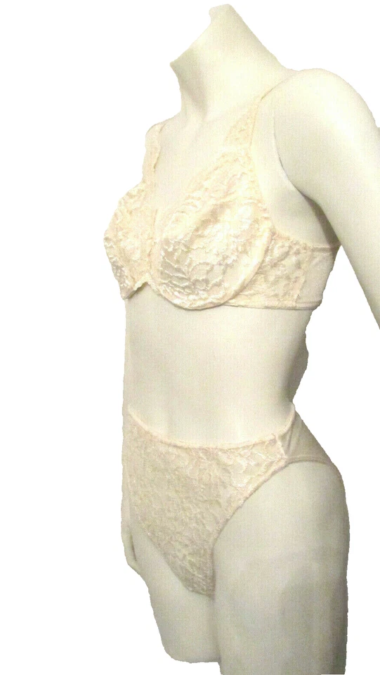 Conjunto de 2 sujetadores Victoria's Secret años 90 34C bragas M segunda piel encaje satinado hecho en EE. UU. Foto 3 de 4