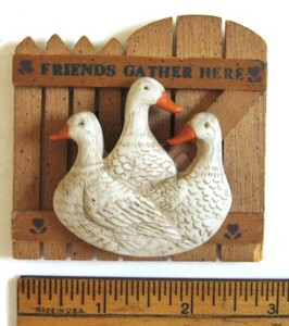 Friends Gather Here Magnet Geese Wooden Fence