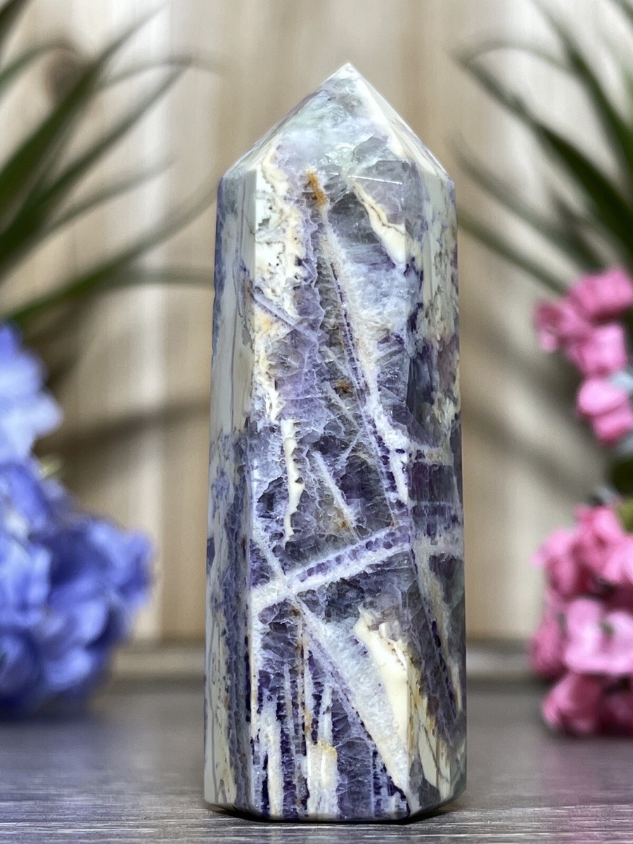 Purple Sagenitic Fluorite Tower - Mineral Point Wand Opalized