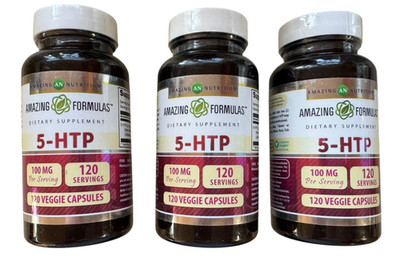 3 Pack Amazing Formulas 5 - HTP Capsules - 100mg - 3 x 120 Count - Ex: 7/28