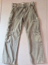 PacSun Unisex Baggy Cargo Jeans 29x30 Light Gray Wide Leg Utility Y2K
