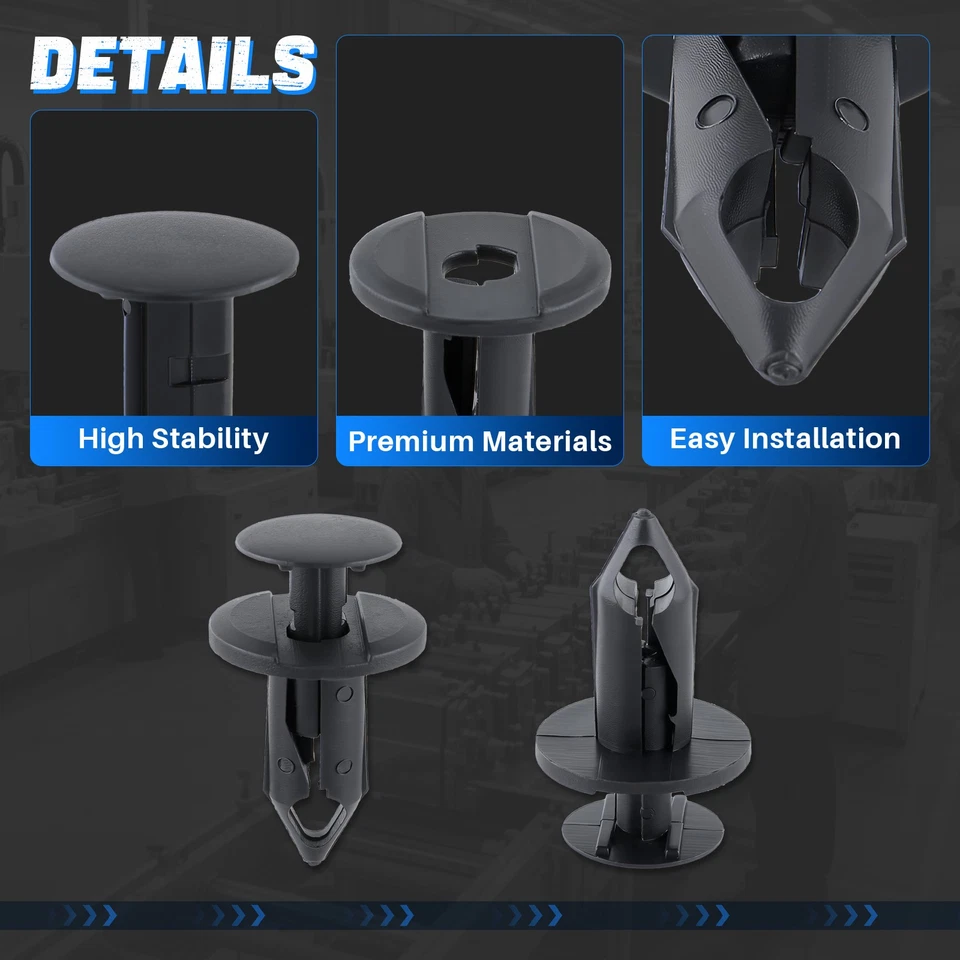 Clips de 100 piezas para orificios remaches de plástico retenedor guardabarros parachoques pasador sujetador 8 mm Foto 3 de 4