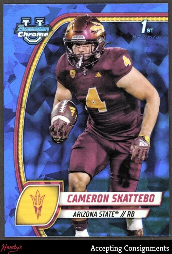 2024 Bowman Chrome Sapphire University #37 Cam Skattebo 1st Rookie