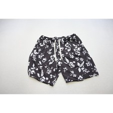 Fair Harbor Swim Trunks Men XL Black White Floral Stretch Lined Surf Excellent