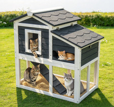 Double Layer Insulated Outdoor Cat Shelter Cooling House Escape Window