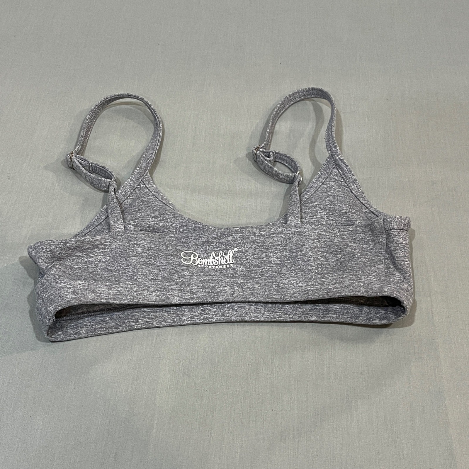 Bombshell Sportswear Sports Bra Womens Small Gray Heathered Adjustable Straps