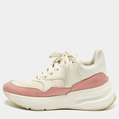 Baskets à lacets Alexander McQueen oversize Runner taille 39 en cuir blanc rose - Photo 1/4
