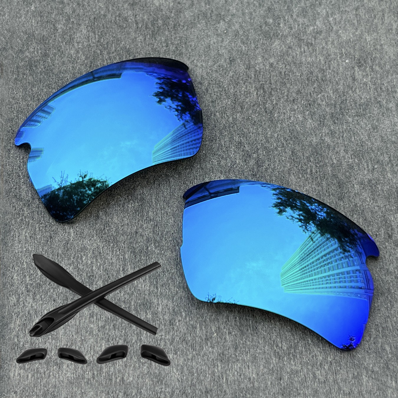 Rubber Kit & Ice Blue Replacement Lenses for Oakley Flak 2.0 XXL OO9488 63mm