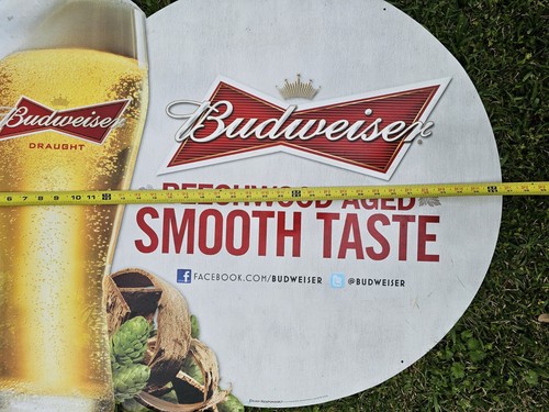 2014 Budweiser Beer Sign LARGE Beechwood Draught Glass Twitter Facebook Mancave - Picture 10 of 10