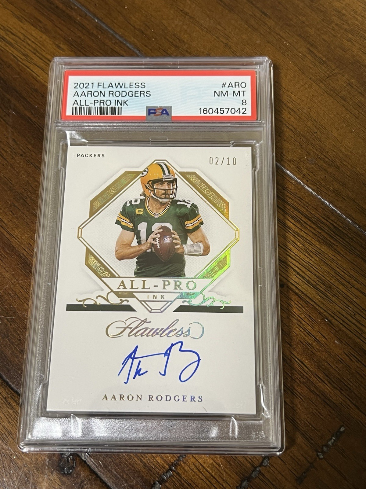 2021 Flawless Aaron Rodgers All Pro Ink 2/10 On Card Auto PSA 8