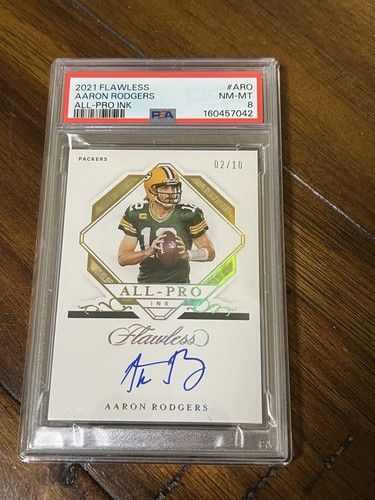 2021 Flawless Aaron Rodgers All Pro Ink 2/10 On Card Auto PSA 8