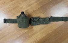 WW2 US army canteen 1945  and green case, pistol combat belt And Two Pouches.