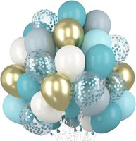 Luftballons Vintage Blau Weiß 60 StüCk 12 Zoll Konfetti Metallic Gold Hochzeit