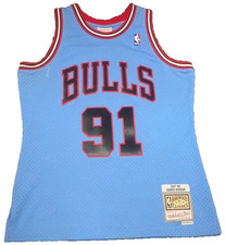Chicago Bulls Dennis Rodman Mitchell Ness Light Blue 1997-98 Hardwood Classics