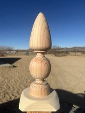 Wood Finial, Set Of Two, Tall Finials, Unique Fence Post Tops, Bed Post.