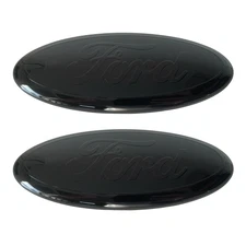2pcs Full Black Emblem Front Grille Badge + Rear Tailgate Logo Ford F-150