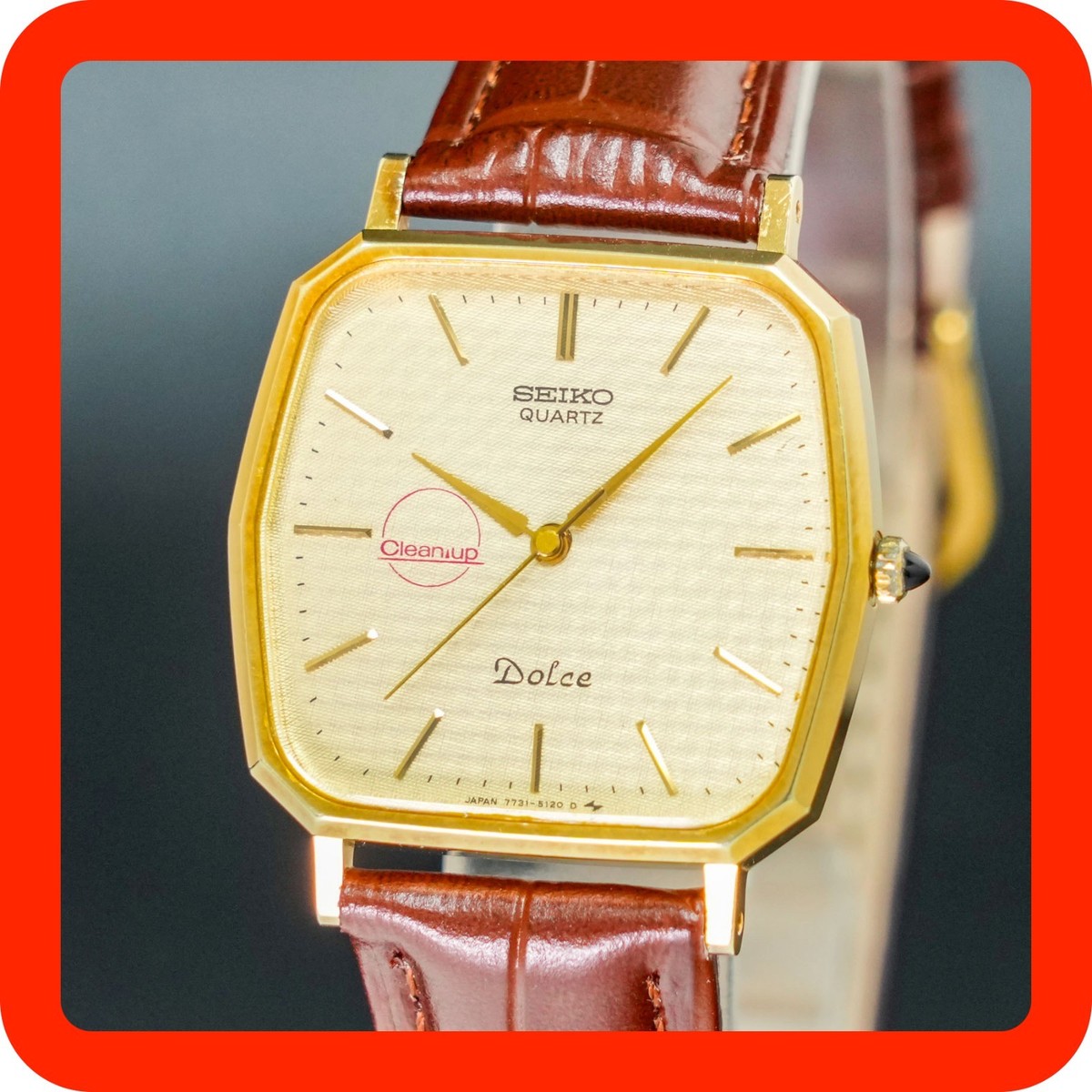 Vintage 1988[MINT] SEIKO DOLCE 7731-5120 New Band Gold Elegant