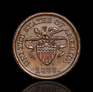 Civil War Token Patriotic. 1863 "Not One Cent"