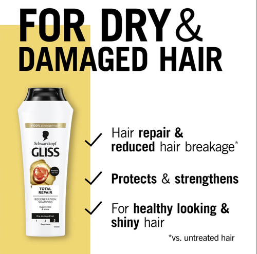 SCHWARZKOPF Gliss Total Repair Shampoo And Conditioner Set For Dry Damaged Hair - Picture 3 of 6