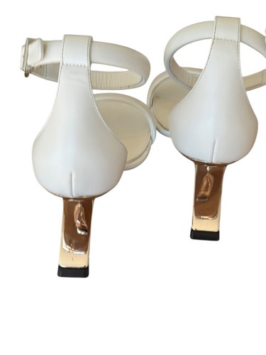 Alexander McQueen Arc Ankle Strap White Leather Sandals 38/8 Authentic - Picture 9 of 11