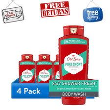  4 Pack Old Spice High Endurance Men's Body Wash, Pure Sport Scent, 24 fl oz