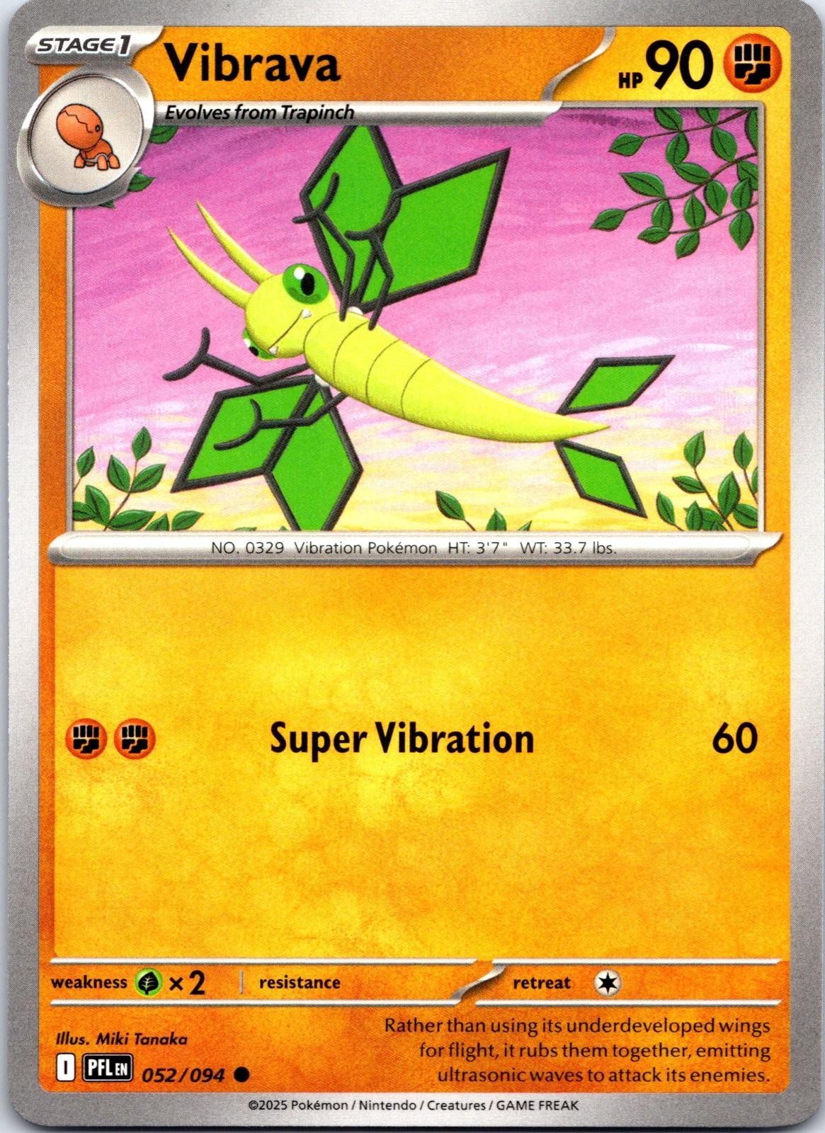 Vibrava 052/094 Common Phantasmal Flames Pokemon NM