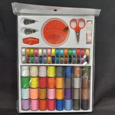 100Pcs Sewing Thread Tools Kit 64 Rolls Machine Thread Spools & Bobbins Needles+