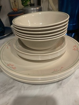 Corelle by Corning SUMMER BLOSSOM Set of 6 Dinner And  Lunch Plates  Soup Bowls