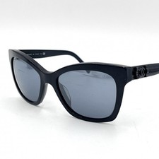 CHANEL 5313-A Sunglasses Black CC Logo Cat Eye Frame Italy